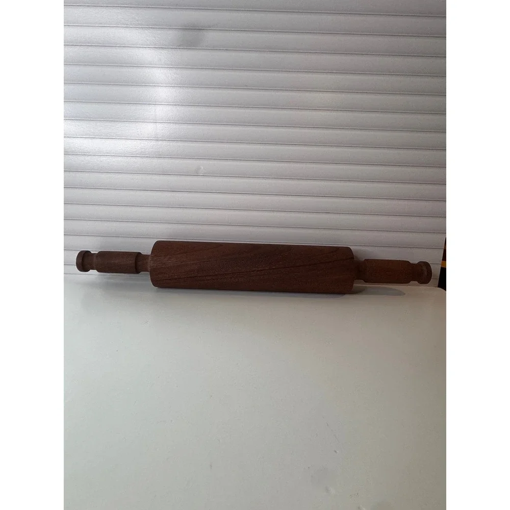 VTG Solid Hardwood Rolling‎ Pin One Piece Heavy Artisan Turned Wood Baker Tool